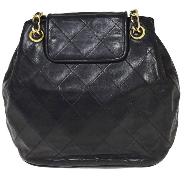 CHANEL CC MATELASSE Fringe Chain Shoulder Bag Leather Black Vintage - Picture 3 of 12